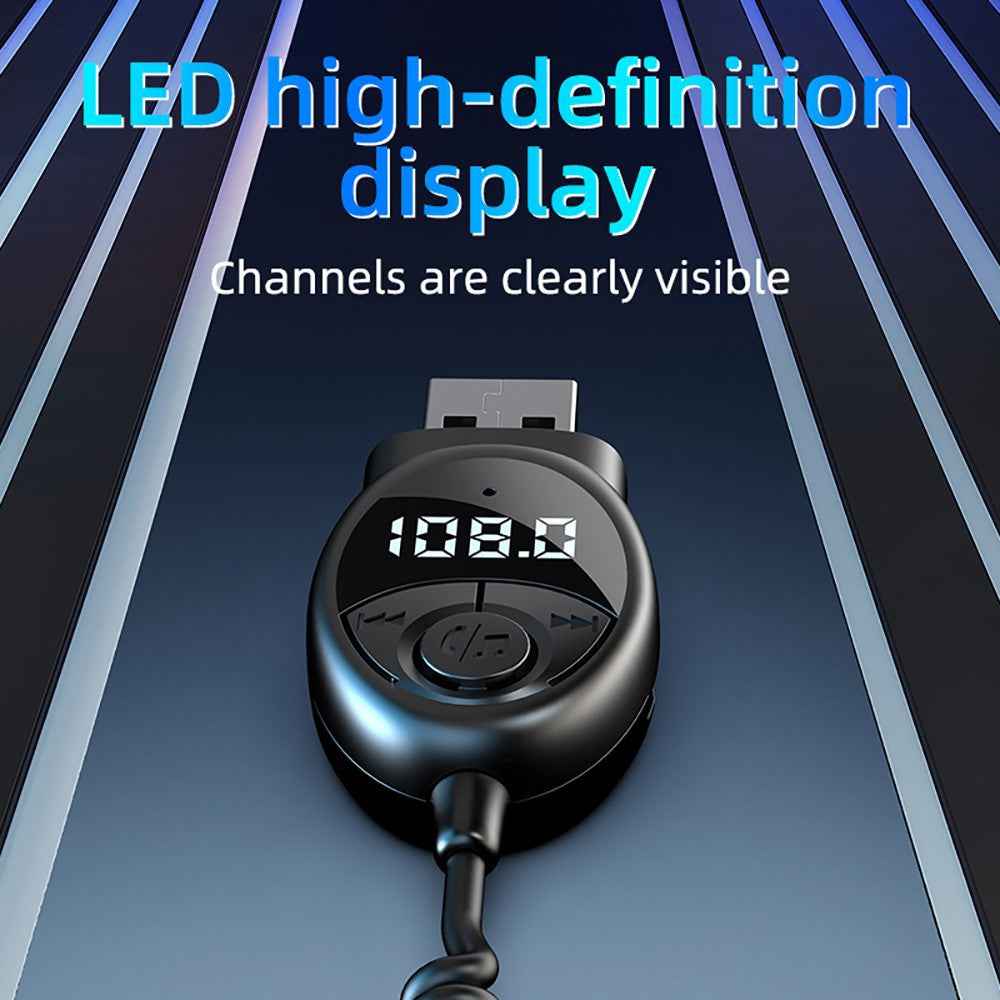 W8 Car Audio Adapter Bluetooth-compatible Receiver FM Transmitter with Telescopic Cable