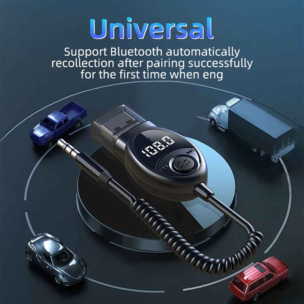 W8 Car Audio Adapter Bluetooth-compatible Receiver FM Transmitter with Telescopic Cable