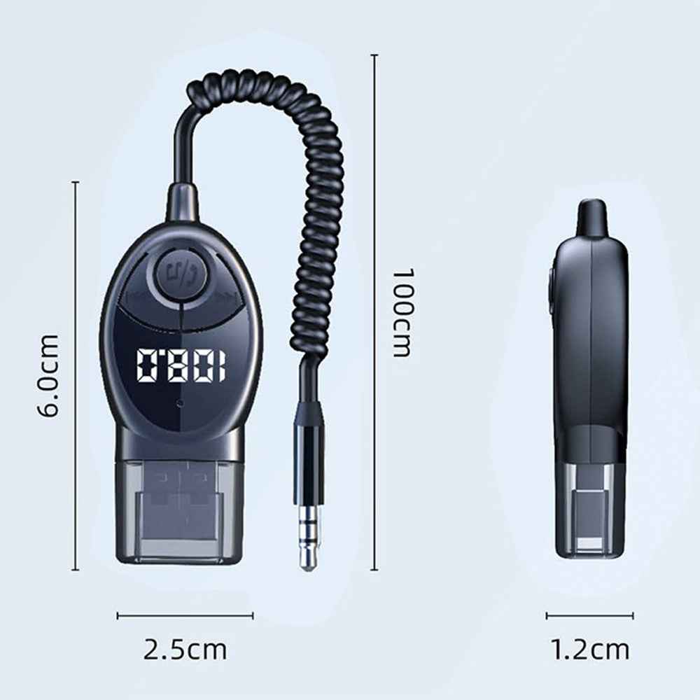 W8 Car Audio Adapter Bluetooth-compatible Receiver FM Transmitter with Telescopic Cable