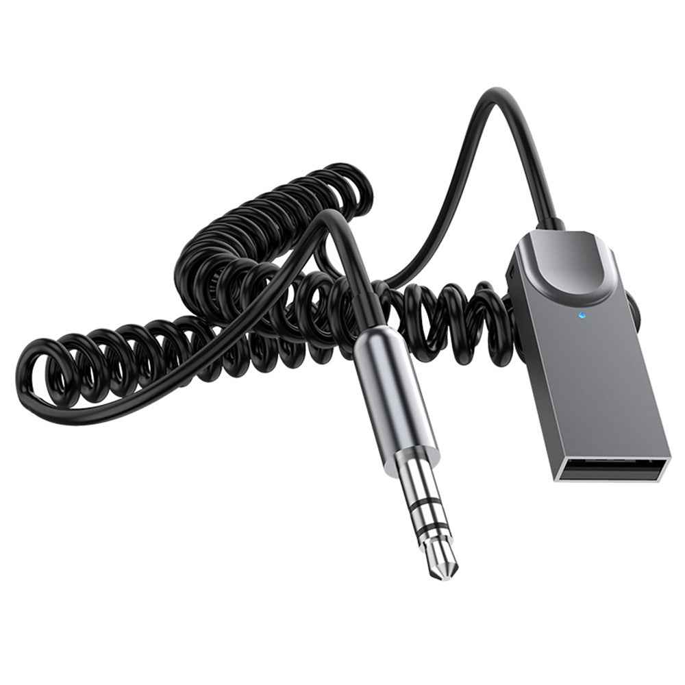 M02 Car Bluetooth-compatible Receiver Hands-Free Call Spring Cord 3.5mm AUX Car Audio System Wireless Adapter