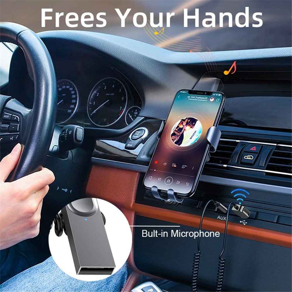M02 Car Bluetooth-compatible Receiver Hands-Free Call Spring Cord 3.5mm AUX Car Audio System Wireless Adapter
