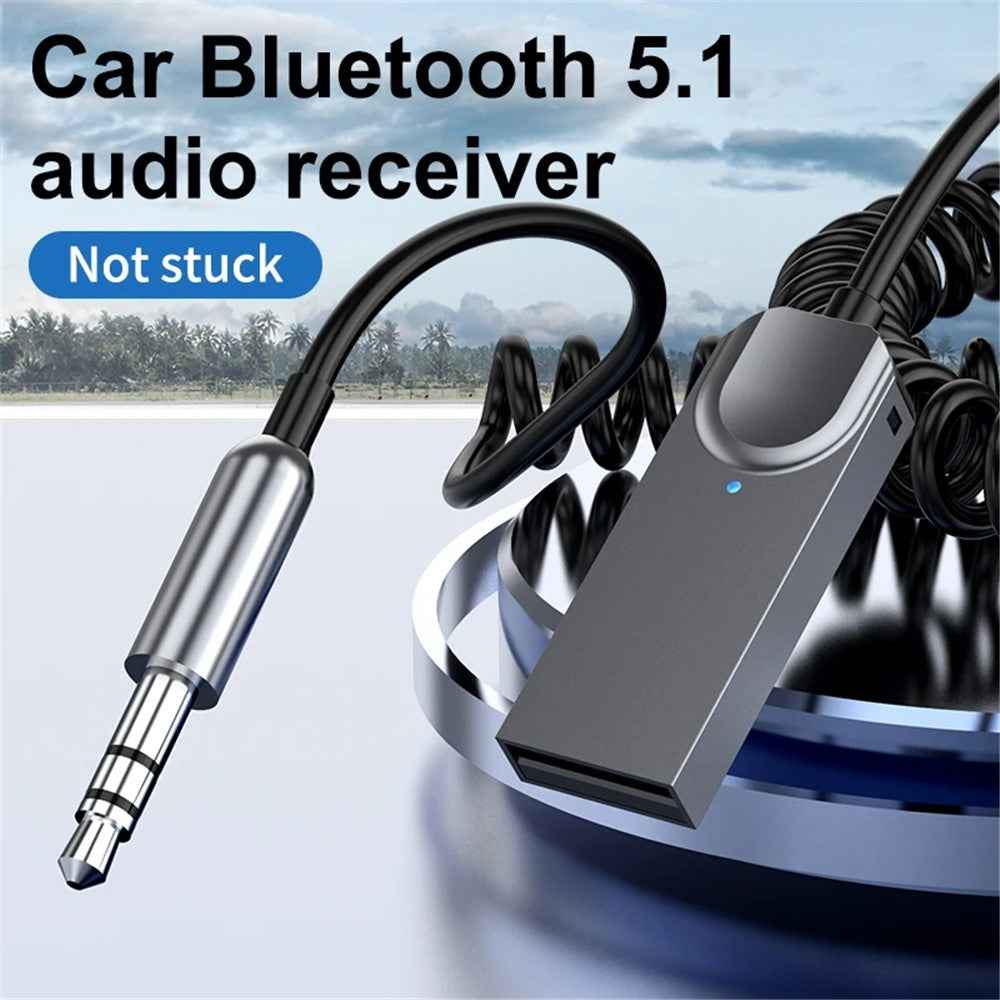 M02 Car Bluetooth-compatible Receiver Hands-Free Call Spring Cord 3.5mm AUX Car Audio System Wireless Adapter