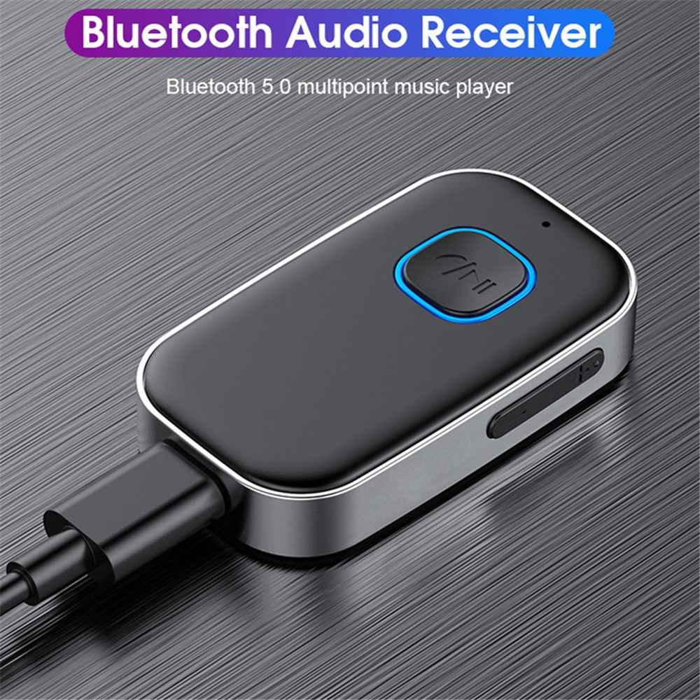 J22 Wireless Car Bluetooth-compatible Adapter Built-in Microphone Hands-free Call Audio Receiver with 3.5mm AUX Port