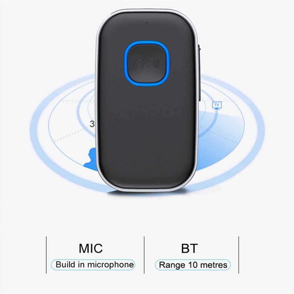 J22 Wireless Car Bluetooth-compatible Adapter Built-in Microphone Hands-free Call Audio Receiver with 3.5mm AUX Port