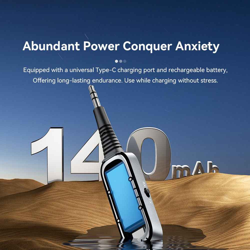 ESSAGER EBT51-LX0G-P Car Audio Bluetooth-compatible Transmitter Receiver 3.5mm Aux Adapter for Speaker Amplifier