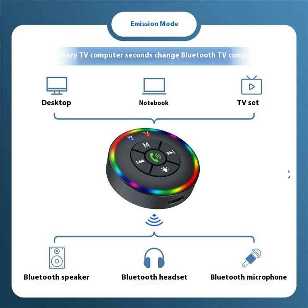 Q10 2-in-1 Bluetooth-compatible 5.3 Wireless Transmitter / Receiver MP3 Player Adapter with Colorful Atmosphere Lamp