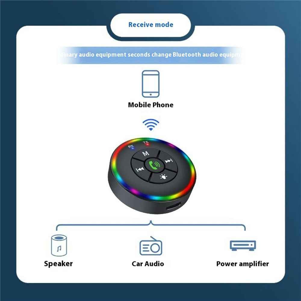 Q10 2-in-1 Bluetooth-compatible 5.3 Wireless Transmitter / Receiver MP3 Player Adapter with Colorful Atmosphere Lamp