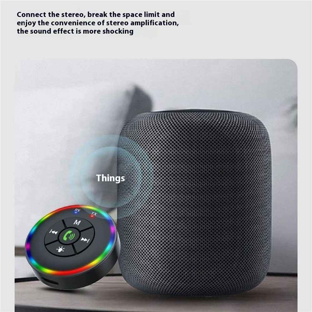 Q10 2-in-1 Bluetooth-compatible 5.3 Wireless Transmitter / Receiver MP3 Player Adapter with Colorful Atmosphere Lamp