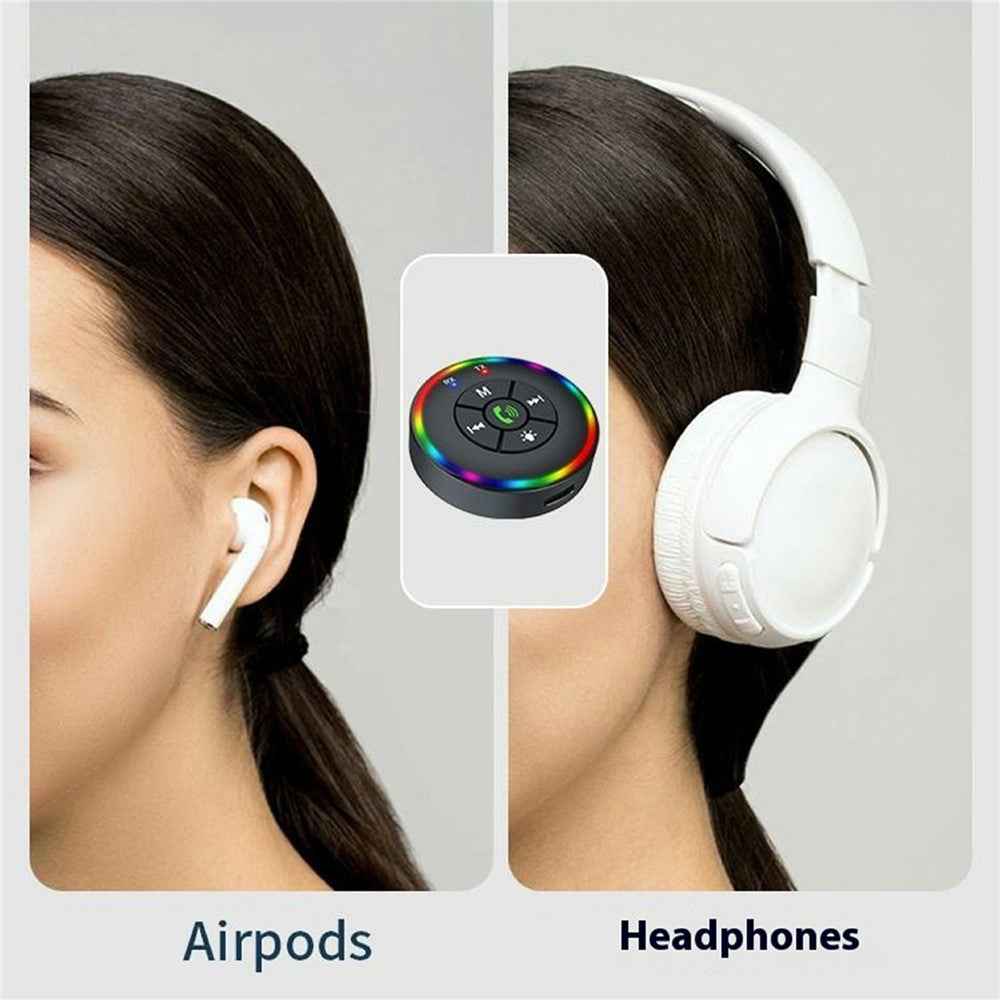 Q10 2-in-1 Bluetooth-compatible 5.3 Wireless Transmitter / Receiver MP3 Player Adapter with Colorful Atmosphere Lamp
