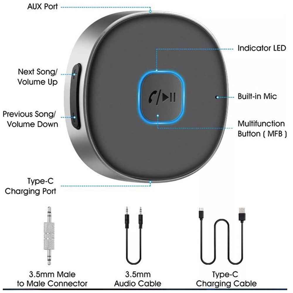 J33 Noise Reduction Car Bluetooth-compatible Adapter Wireless One-key Hands-free Call Audio Receiver