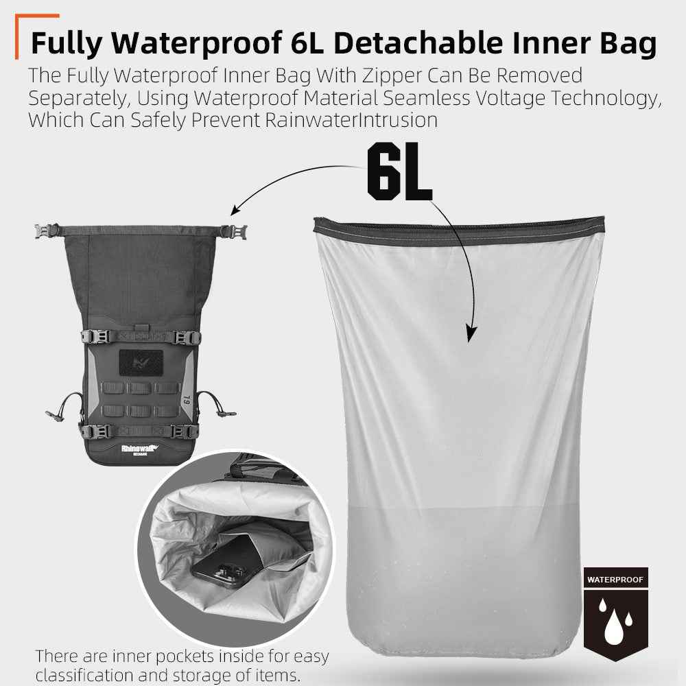 RHINOWALK MJX2001 6L Polyester Motorcycle Bumper Bag Capacity Expandable Side Hanging Bag
