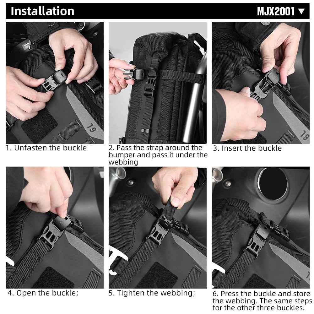RHINOWALK MJX2001 6L Polyester Motorcycle Bumper Bag Capacity Expandable Side Hanging Bag