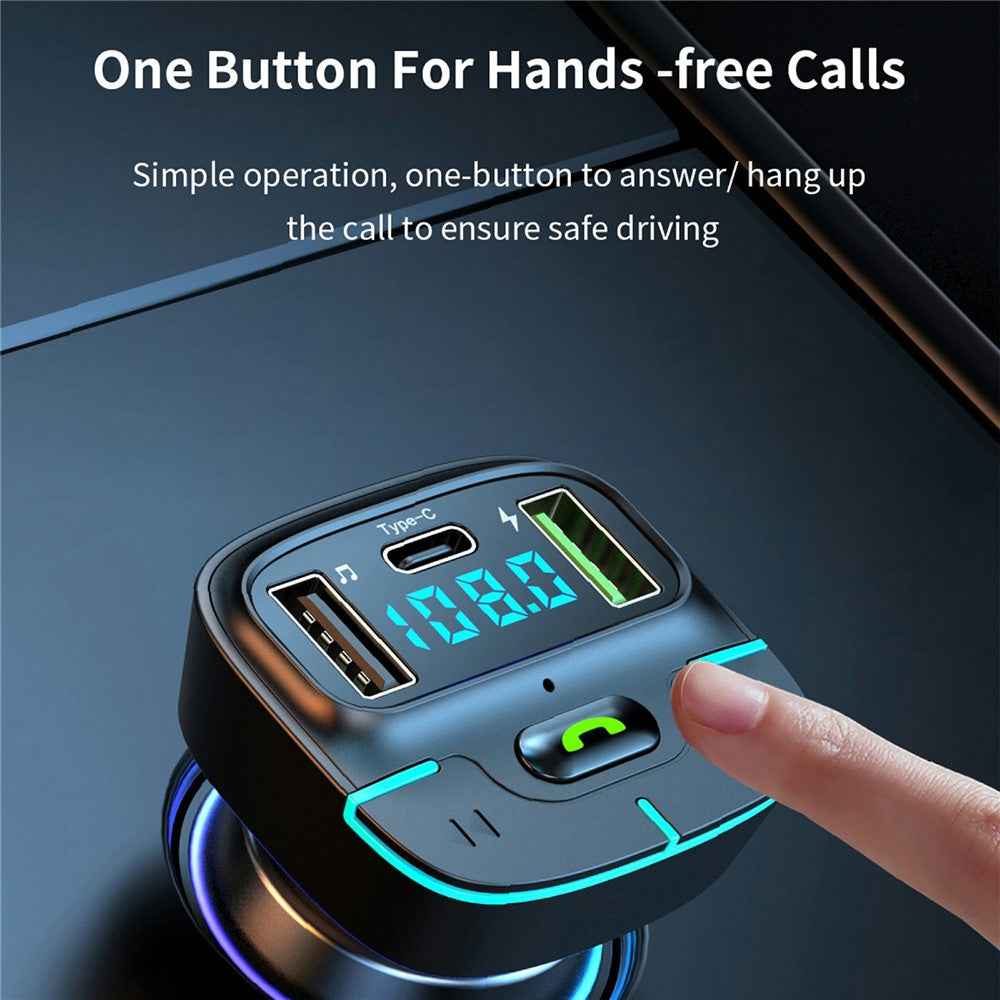 GZ03 Car BT MP3 Player FM Transmitter with Car Charger LED Voltage Display Lossless Audio Quality