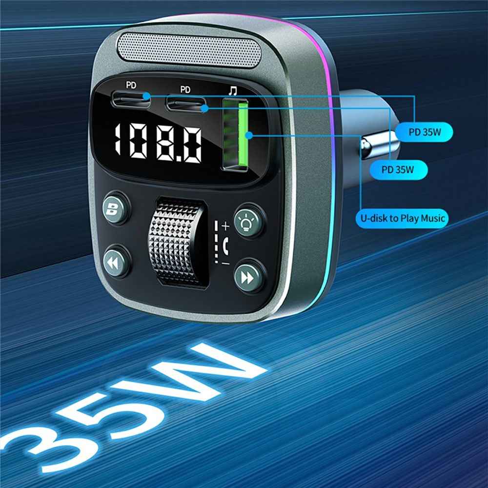GZ08 Car BT MP3 Player with Car Charger Fast Charging Digital Display Voltage Lossless Audio Quality