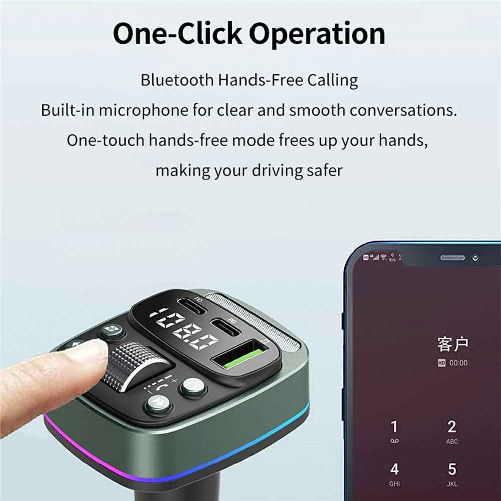 GZ08 Car BT MP3 Player with Car Charger Fast Charging Digital Display Voltage Lossless Audio Quality