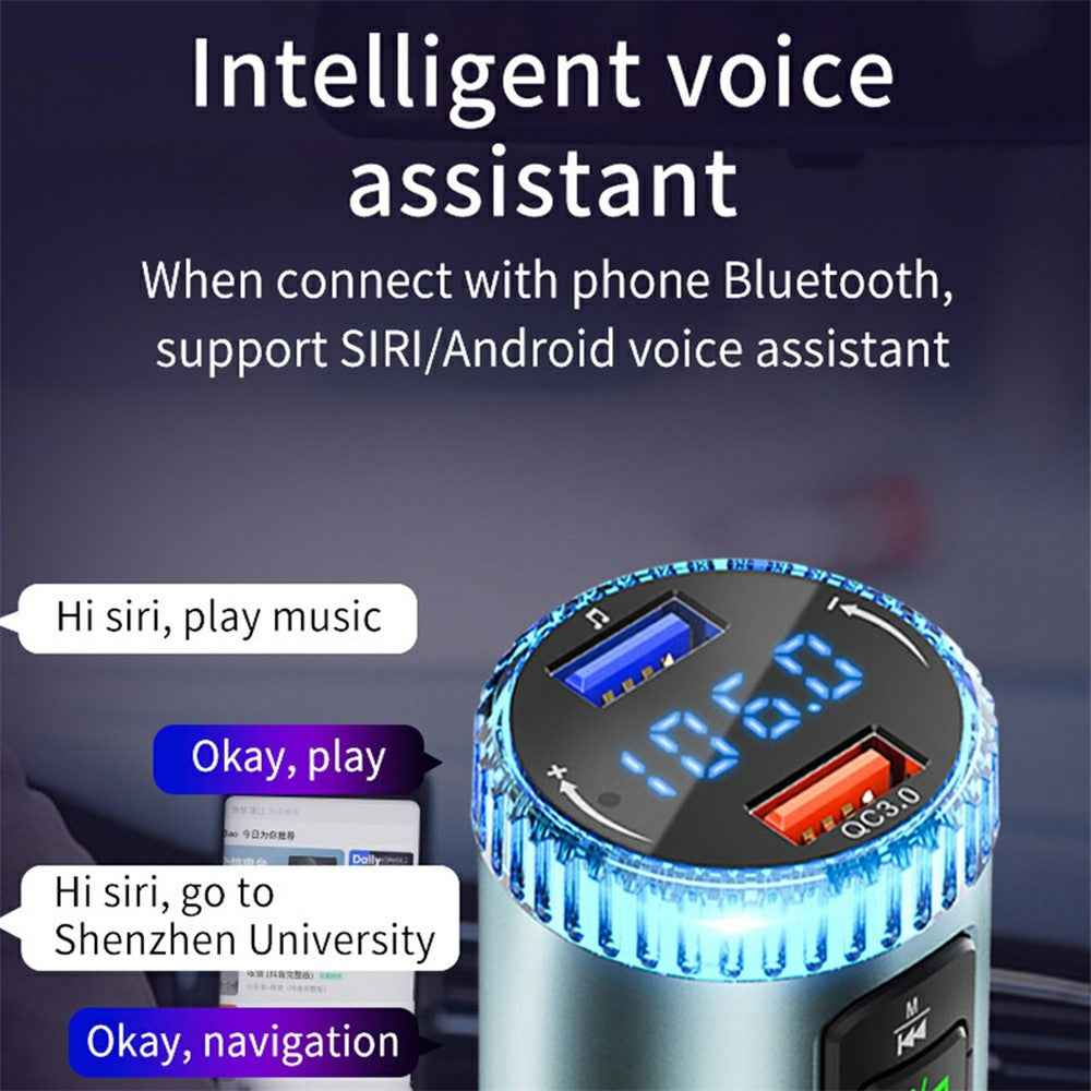 BC77 MP3 Player Ambient Light Digital Display Bluetooth-Compatible Car Charger FM Transmitter Support U-Disk
