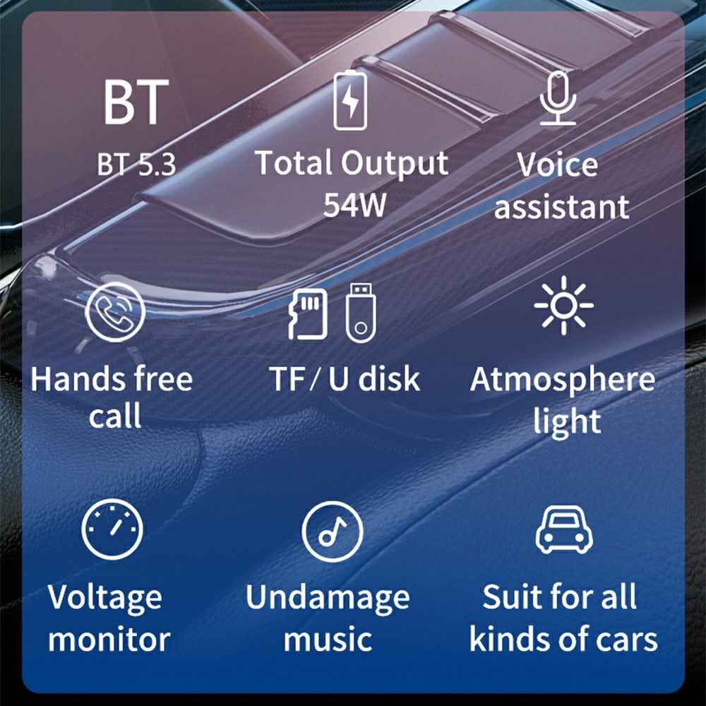 BC80 Car Charger Bluetooth-Compatible MP3 Player Hands-Free Calling Voltage Display Adapter