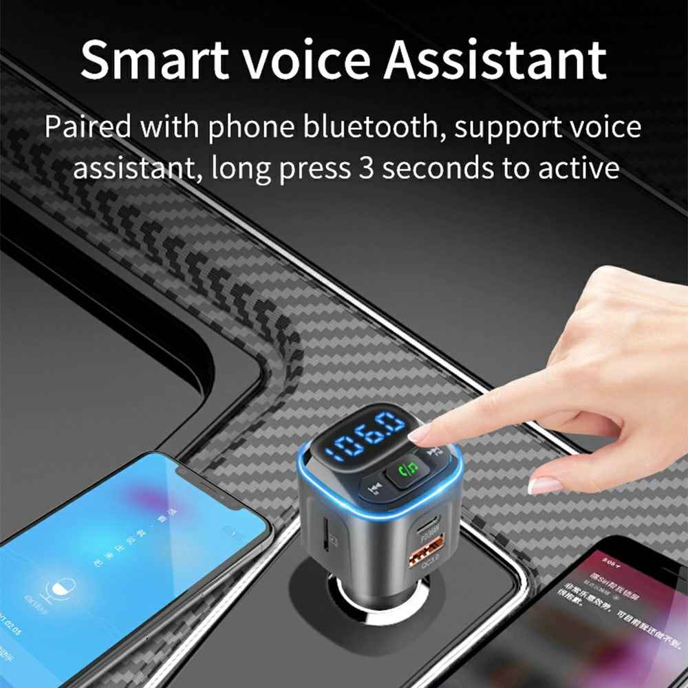 BC80 Car Charger Bluetooth-Compatible MP3 Player Hands-Free Calling Voltage Display Adapter