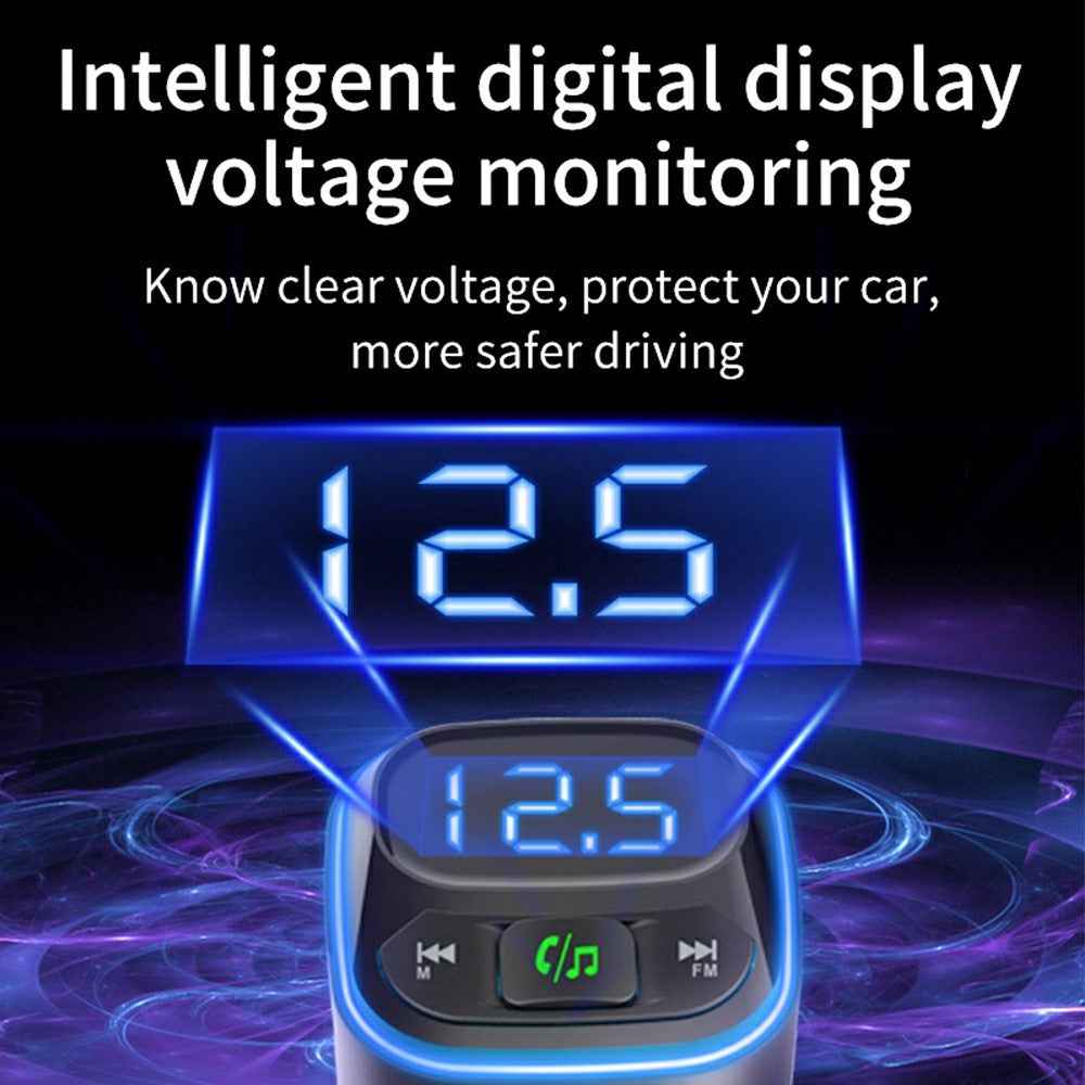 BC80 Car Charger Bluetooth-Compatible MP3 Player Hands-Free Calling Voltage Display Adapter