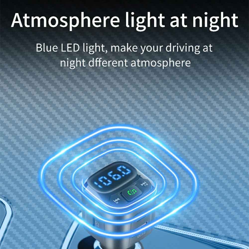 BC80 Car Charger Bluetooth-Compatible MP3 Player Hands-Free Calling Voltage Display Adapter