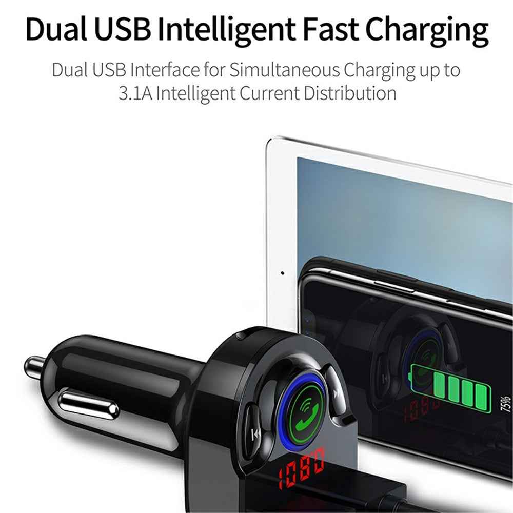 G32 Car Charger Voltage Detection FM Transmitter Bluetooth-Compatible MP3 Player with Voice Navigation