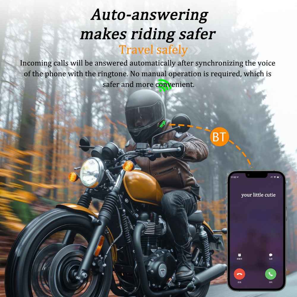 BT26 500m Intercom Motorcycle Helmet Bluetooth-Compatible Headset Waterproof Noise Cancelling Earphone