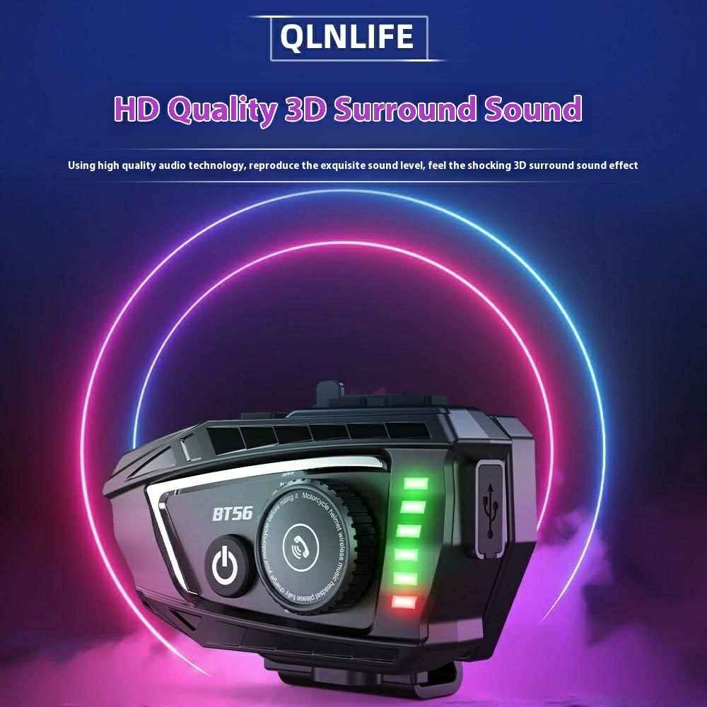 BT56 Motorcycle Helmet Headphone Bluetooth-Compatible Music Headset with Rhythm Light Effects