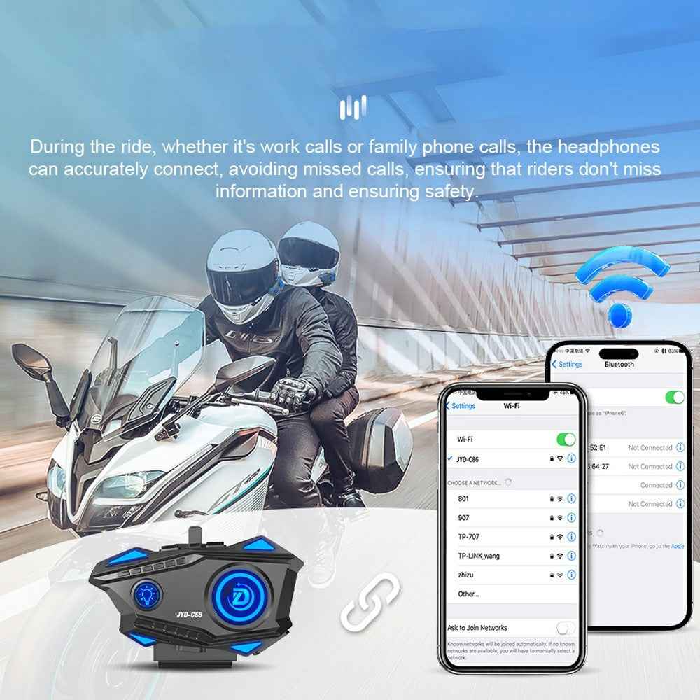 C68 Helmet Headset Motorcycle Riders Hands-Free Communication Bluetooth-Compatible Music Headphone