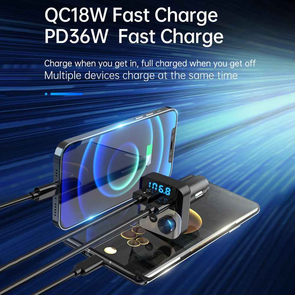 BC98 FM Transmitter Bluetooth-Compatible 5.3 Hands-Free Call Car MP3 Player PD 36W Fast Charging QC3.0 Charger