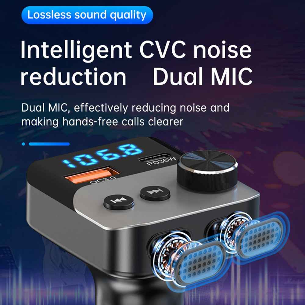 BC98 FM Transmitter Bluetooth-Compatible 5.3 Hands-Free Call Car MP3 Player PD 36W Fast Charging QC3.0 Charger