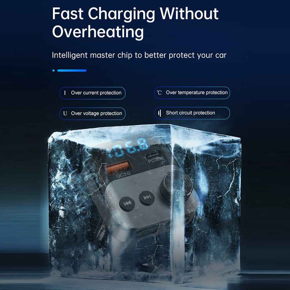 BC98 FM Transmitter Bluetooth-Compatible 5.3 Hands-Free Call Car MP3 Player PD 36W Fast Charging QC3.0 Charger