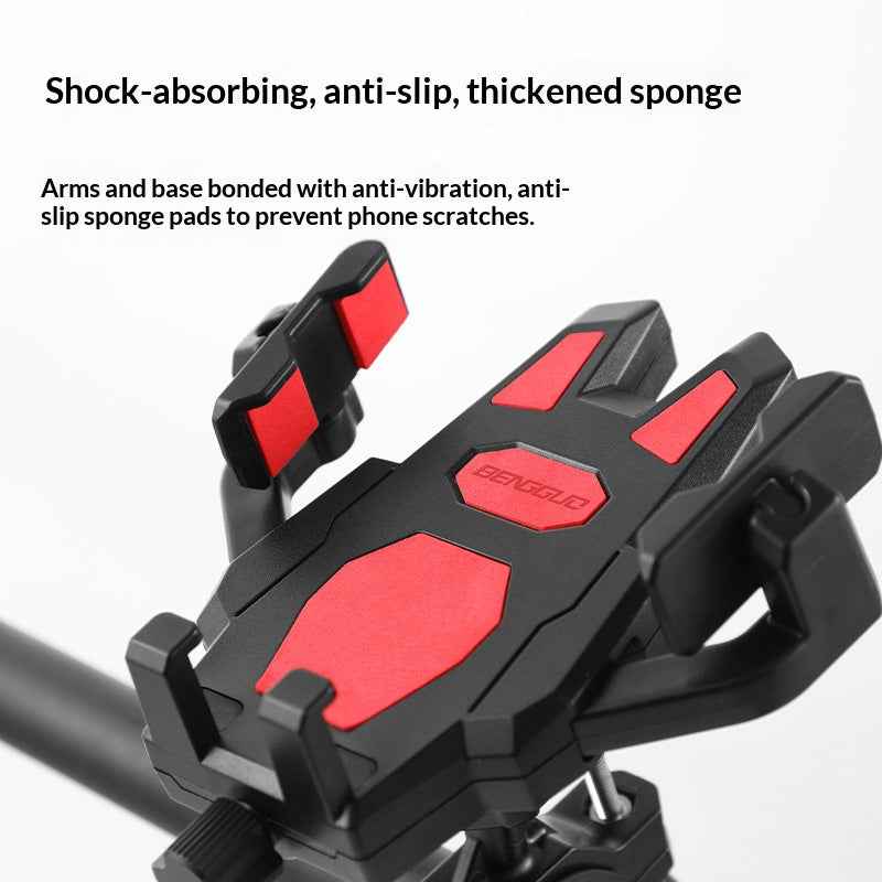 BENGGUO BG-1121 Bicycle Motorcycle Phone Holder 360-Degree Rotating Phone Mount for 55-95mm Devices Navigation Holder - Black Handlebar Style