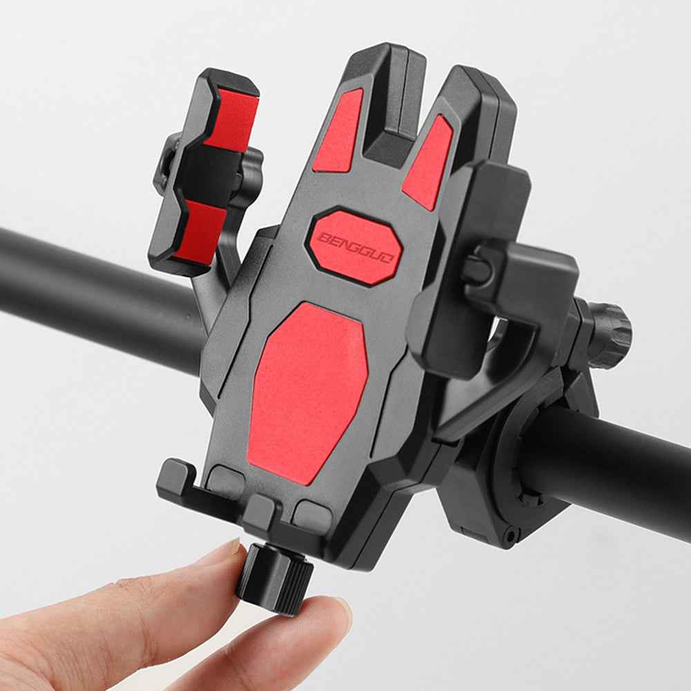 BENGGUO BG-1121 Bicycle Motorcycle Phone Holder 360-Degree Rotating Phone Mount for 55-95mm Devices Navigation Holder - Red Handlebar Style