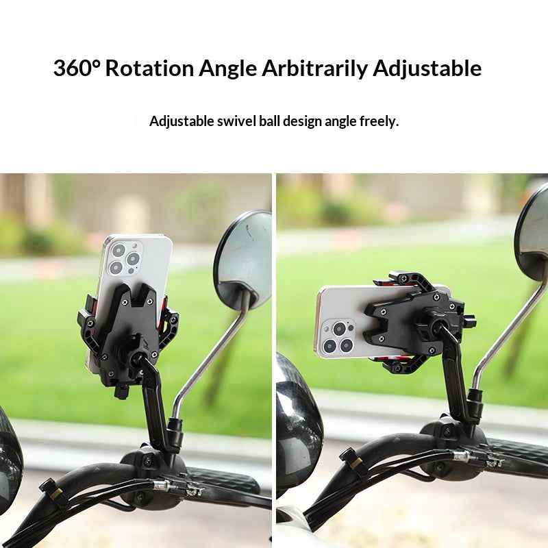 BENGGUO BG-1121 Bicycle Motorcycle Phone Holder 360-Degree Rotating Phone Mount for 55-95mm Devices Navigation Holder - Red Handlebar Style