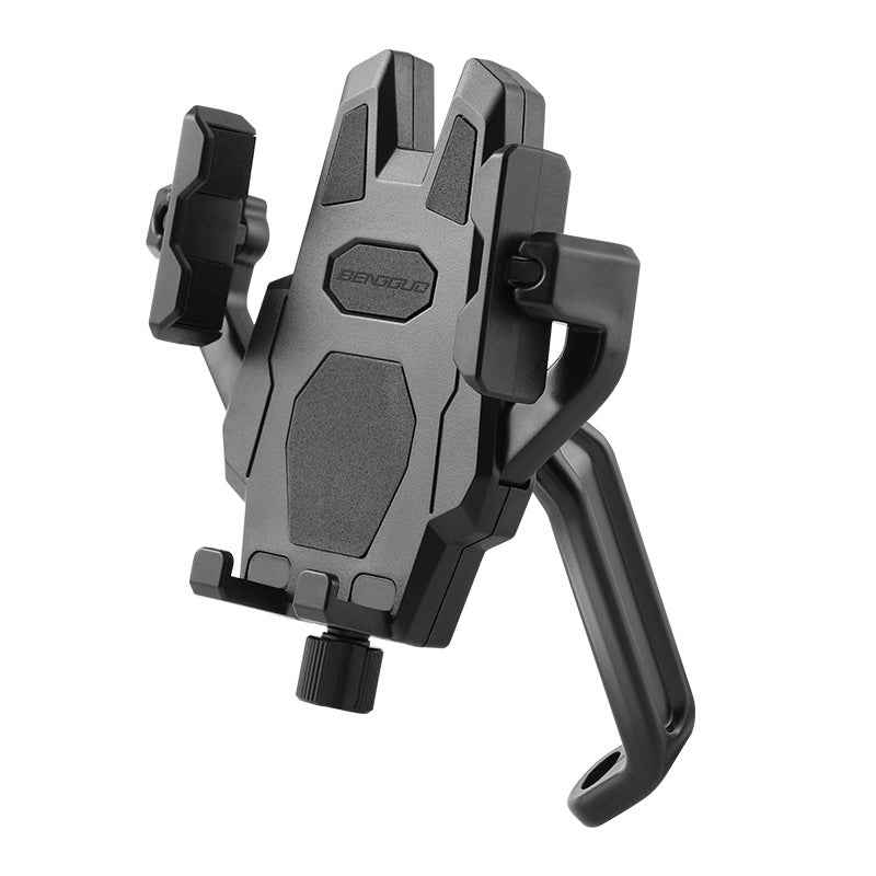 BENGGUO BG-1121 Bicycle Motorcycle Phone Holder 360-Degree Rotating Phone Mount for 55-95mm Devices Navigation Holder - Black Rearview Mirror Style