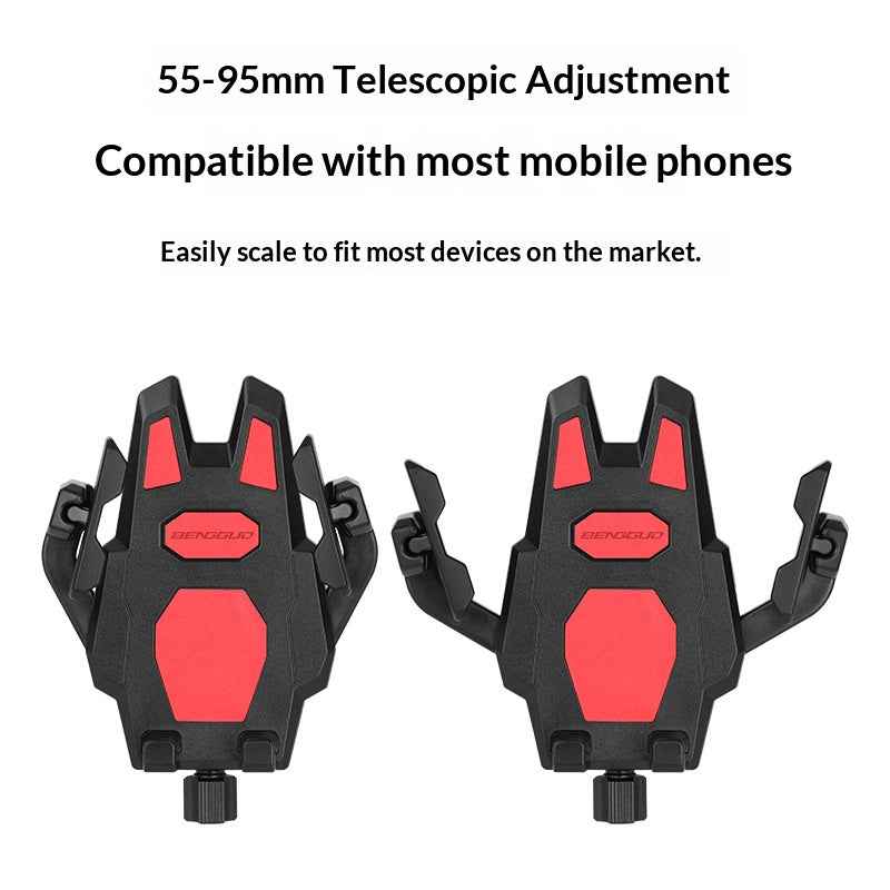BENGGUO BG-1121 Bicycle Motorcycle Phone Holder 360-Degree Rotating Phone Mount for 55-95mm Devices Navigation Holder - Black Rearview Mirror Style
