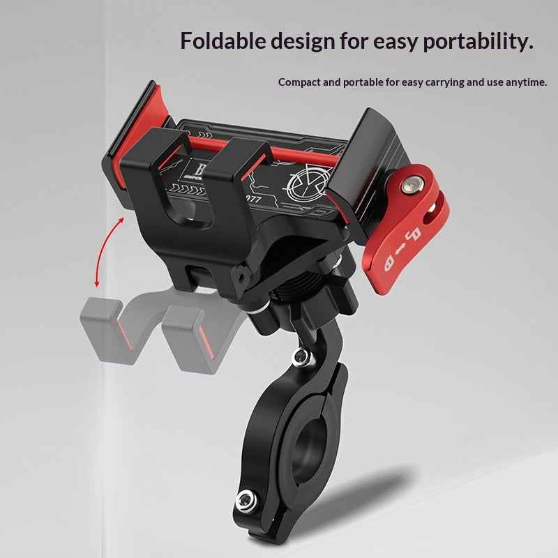 BENGGUO Bicycle Motorcycle Phone Mount 360-Degree Rotation Adjustable Handlebar Holder Aluminum Alloy Anti Shake - Red/Handlebar Style