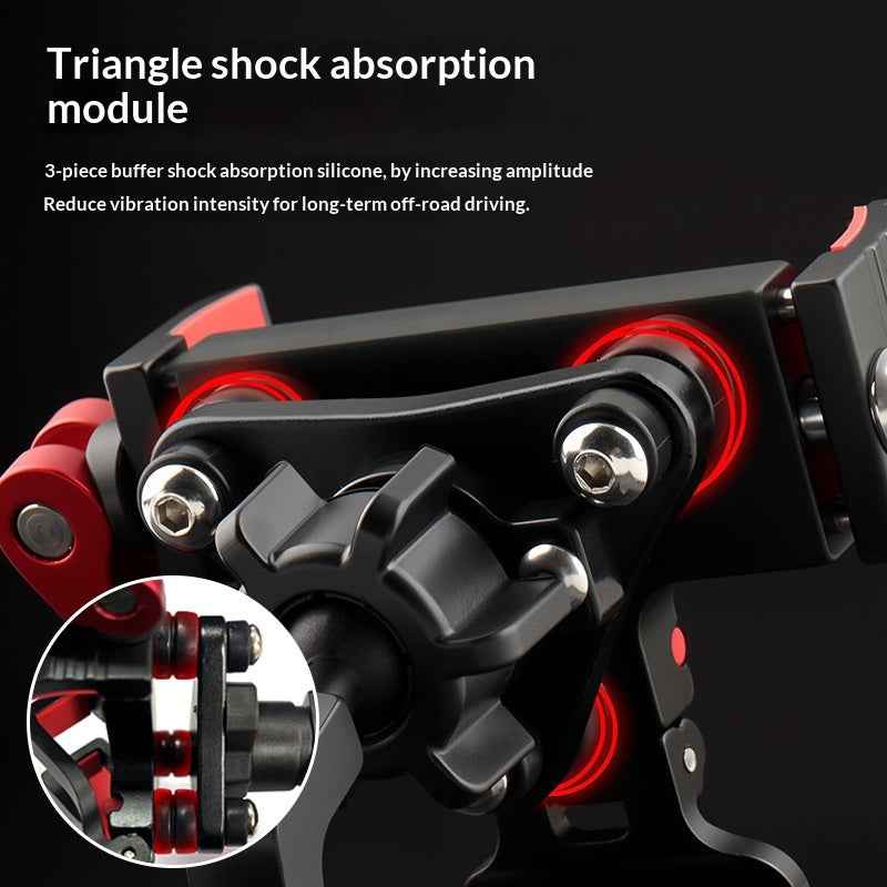 BENGGUO Bicycle Motorcycle Phone Mount 360-Degree Rotation Adjustable Handlebar Holder Aluminum Alloy Anti Shake - Red/Stem Style