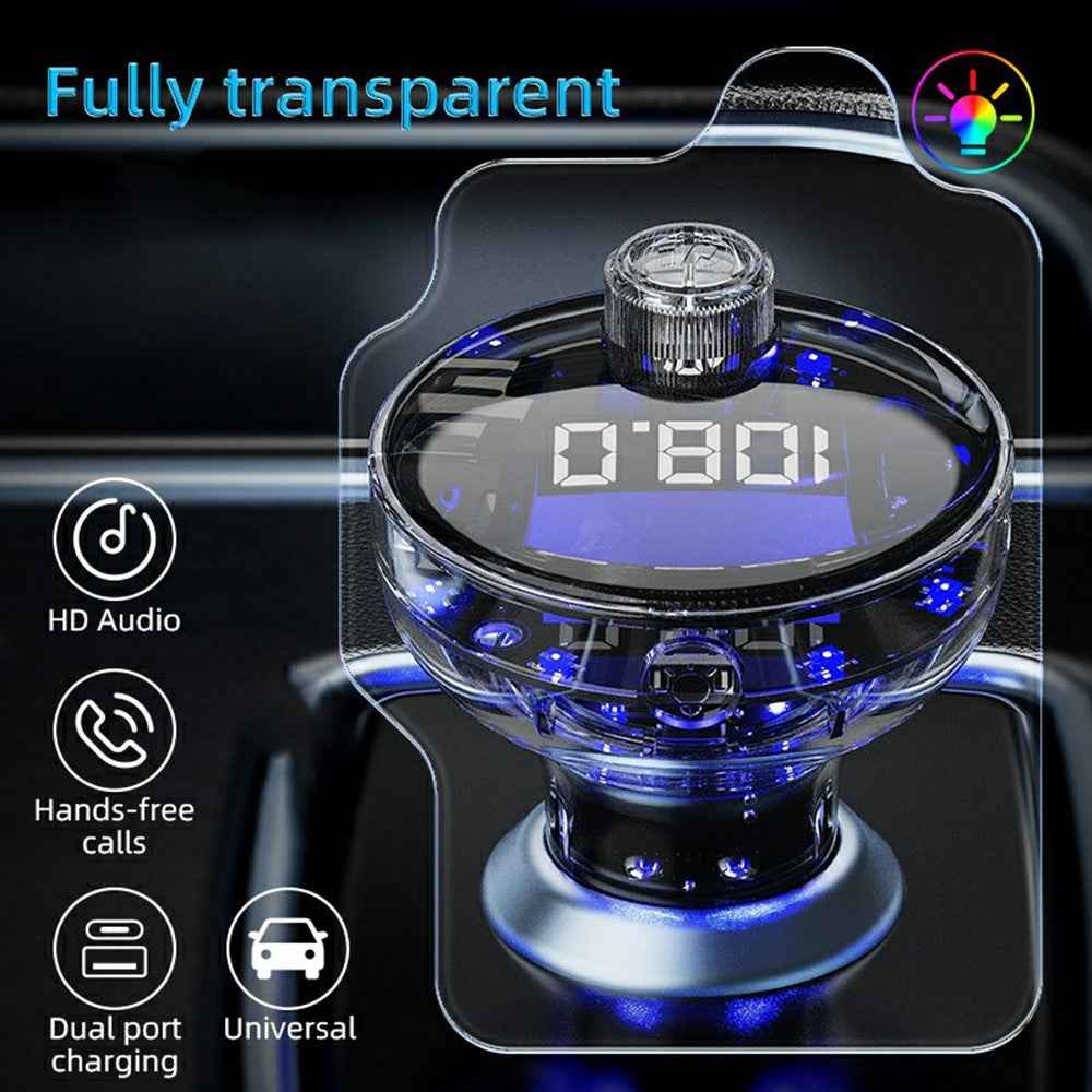 C10 Multifunctional Car MP3 Player Adapter BT Hands-Free FM Transmitter Car Charger with USB / Type-C Ports - Black