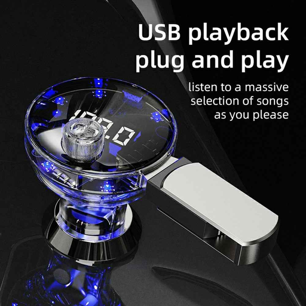 C10 Multifunctional Car MP3 Player Adapter BT Hands-Free FM Transmitter Car Charger with USB / Type-C Ports - Black