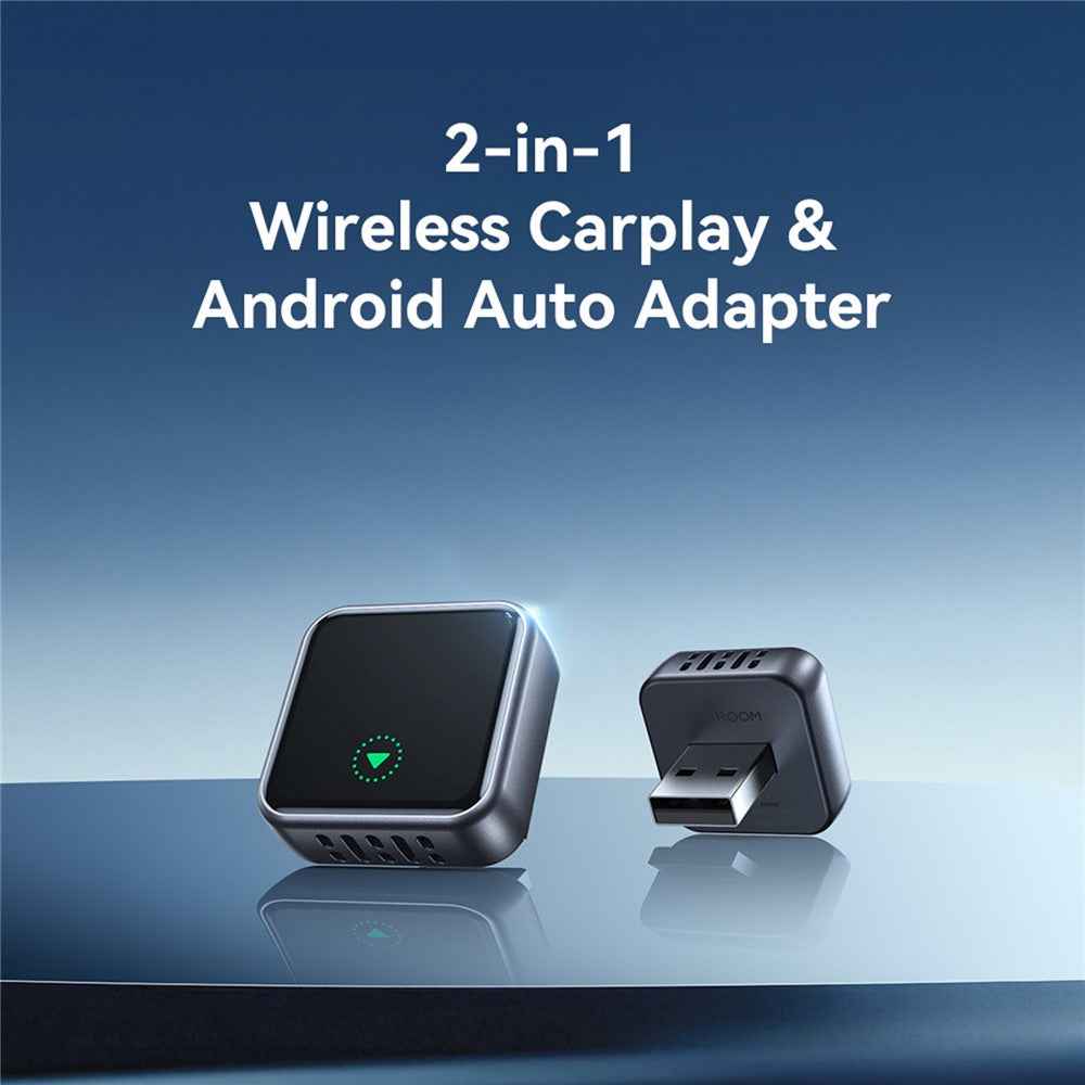 JOYROOM JR-CP3 2 in 1 Wireless CarPlay Android Auto Adapter Fast Auto-Connect USB-A Dongle - Black