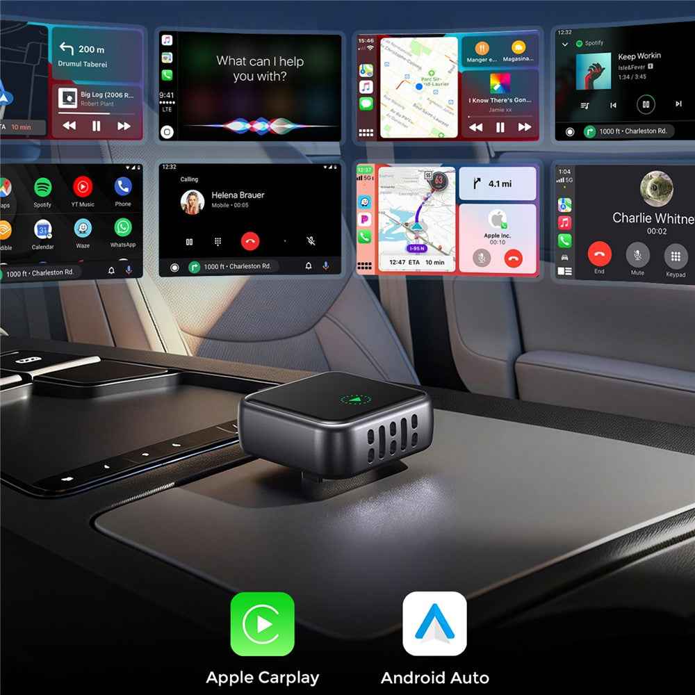 JOYROOM JR-CP3 2 in 1 Wireless CarPlay Android Auto Adapter Fast Auto-Connect USB-A Dongle - Black