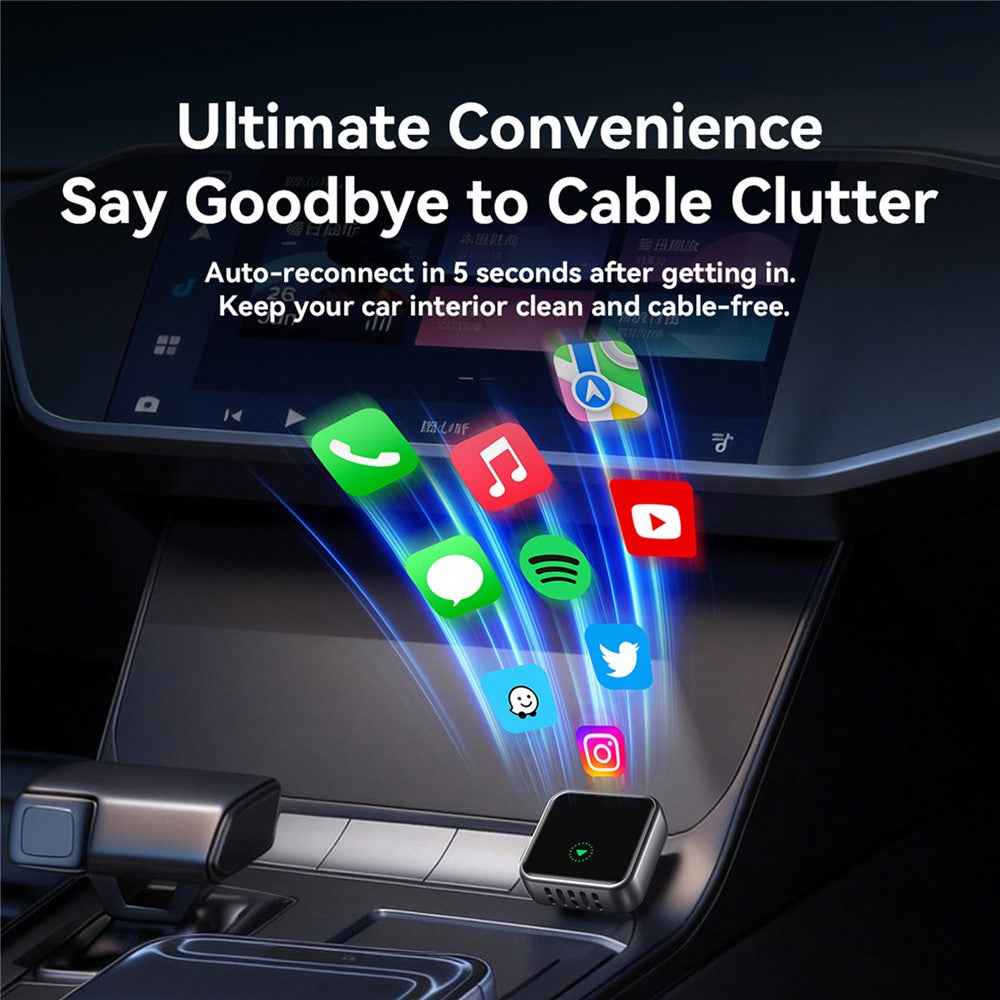 JOYROOM JR-CP3 2 in 1 Wireless CarPlay Android Auto Adapter Fast Auto-Connect USB-A Dongle - Black