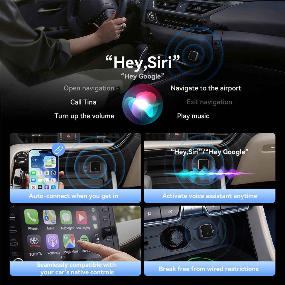 JOYROOM JR-CP3 2 in 1 Wireless CarPlay Android Auto Adapter Fast Auto-Connect USB-A Dongle - Black