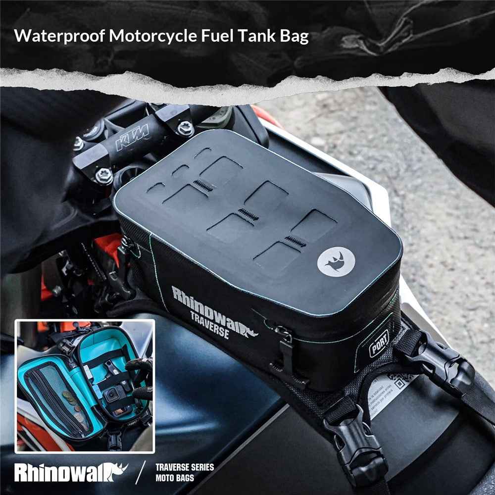 RHINOWALK MCY2601 2L Motorcycle Tank Bag Waterproof Reflective Front Storage Bag for TRaverse Series - 2L
