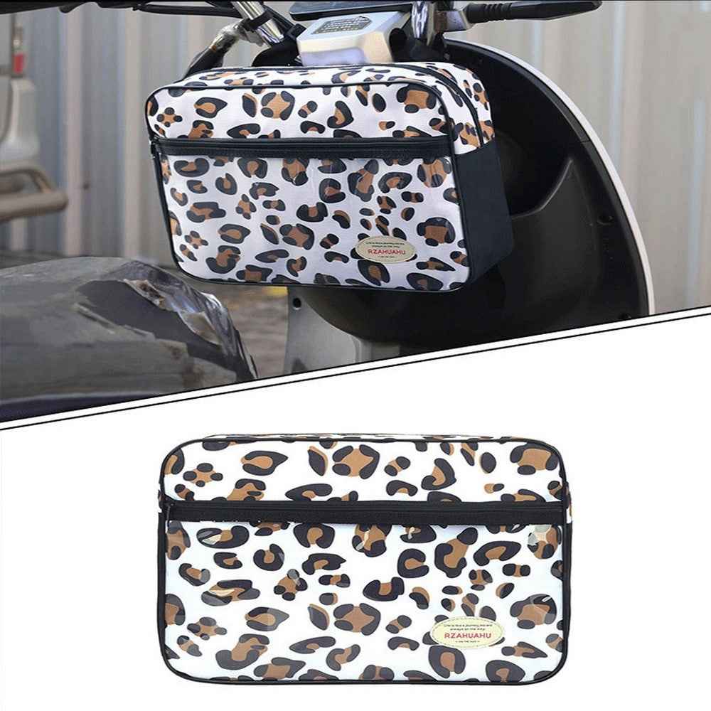 RZAHUAHU 5L Motorcycle Electric Bike Scooter Handlebar Storage Bag Bicycle Hanging Bag - Leopard Print