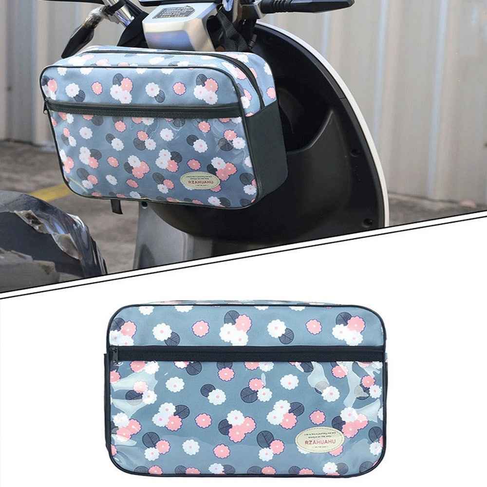 RZAHUAHU 5L Motorcycle Electric Bike Scooter Handlebar Storage Bag Bicycle Hanging Bag - Blue / Flower