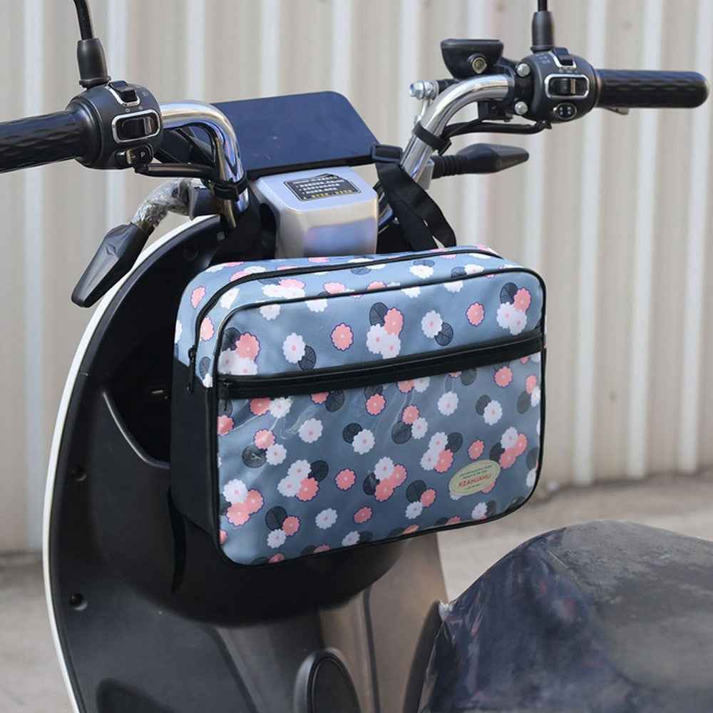 RZAHUAHU 5L Motorcycle Electric Bike Scooter Handlebar Storage Bag Bicycle Hanging Bag - Blue / Flower