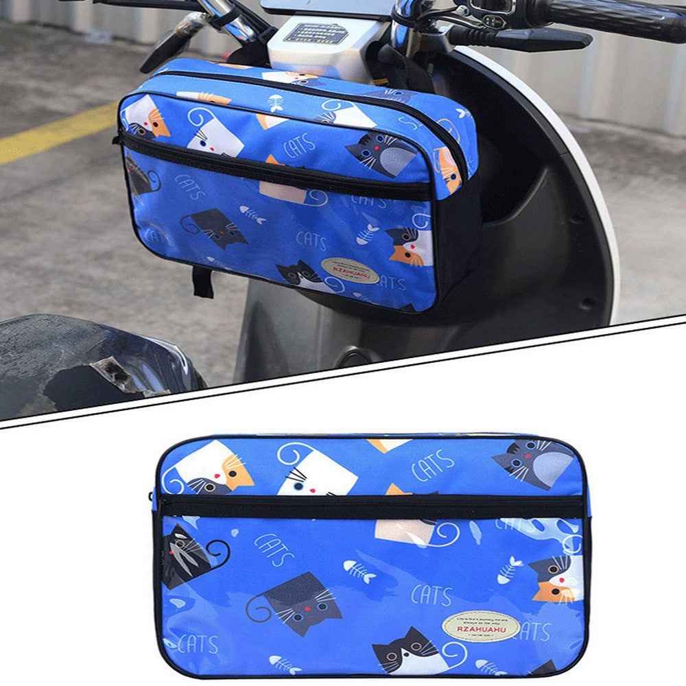 RZAHUAHU 5L Motorcycle Electric Bike Scooter Handlebar Storage Bag Bicycle Hanging Bag - Light Blue / Cat