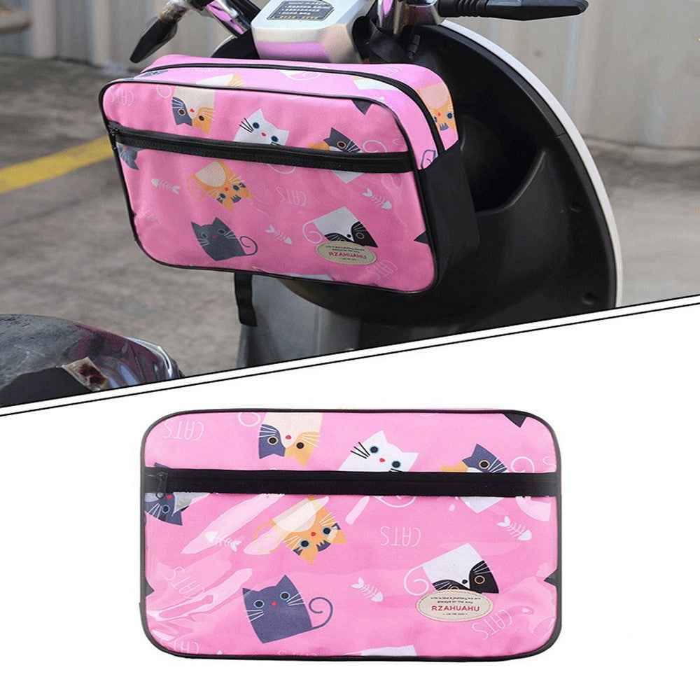 RZAHUAHU 5L Motorcycle Electric Bike Scooter Handlebar Storage Bag Bicycle Hanging Bag - Pink / Cat